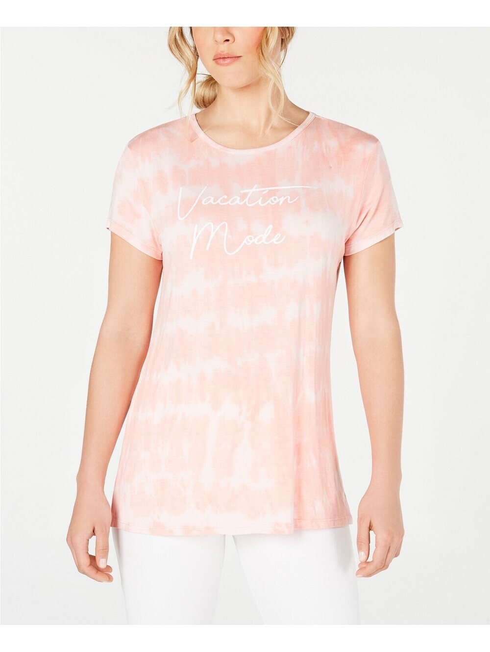 Ideology Womens Tie Dyed Vacation Mode Split-Back T-Shirt Size S